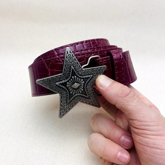 Y2k 2000s classic snakeskin red & silver star boho belt - Picture 5 of 7